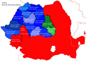 harta alegeri procente rezultate vot ponta iohannis